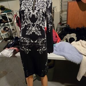 INC International Concepts Black and White Floral Dress